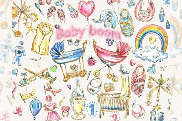Baby Clipart, Pink Baby Clipart for Creative Projects