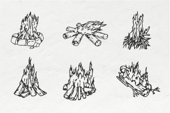 Campfire Vintage Illustration Vector