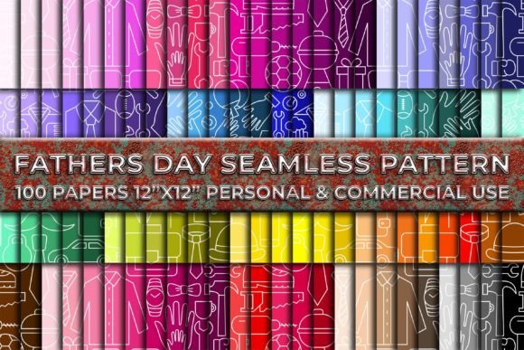 Fathers Day 100 Colorful Digital Paper
