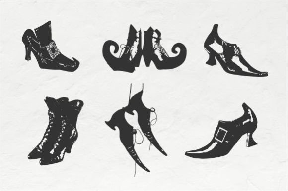Halloween Witch Shoes Vintage Vector