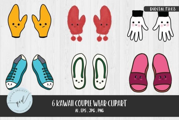 Kawaii Couple Wear Clipart 6 Variation: A Versatile Design Asset for Creative Projects