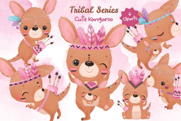 Tribal Series Cute Kangaroo Clipart