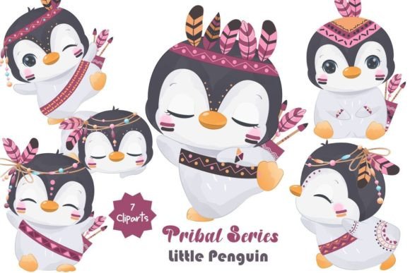 Tribal Series Little Penguin Clipart