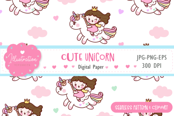 Unicorn Digital Paper Princess Seamless