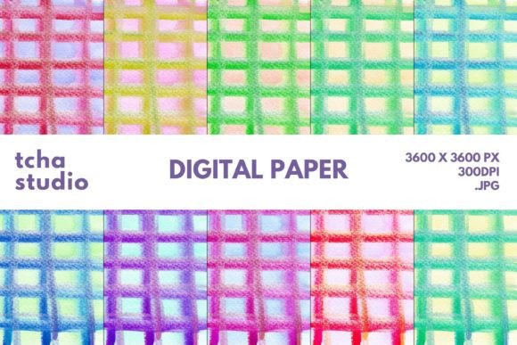 Vertical Plaid Checkerboard Watercolor Digital Paper: A Versatile Design for Creative Projects