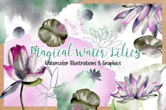 Water Lily Watercolor Graphics Set: A Versatile Design Resource for Creative Projects