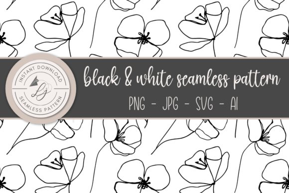 Wild Poppies: A Timeless Design Element in High-Resolution Black and White Seamless Patterns